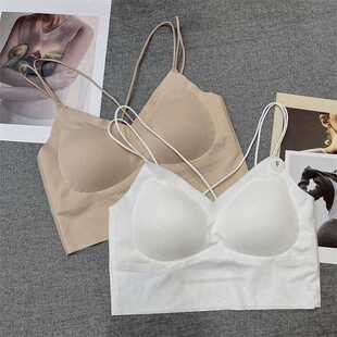 新款直销6029后背交叉美背防走光内衣女无痕夏季薄款乳胶无钢圈抹