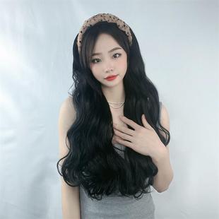 新款直销货源假发女网纱发箍长卷发一体式半头套网红大波浪化纤假