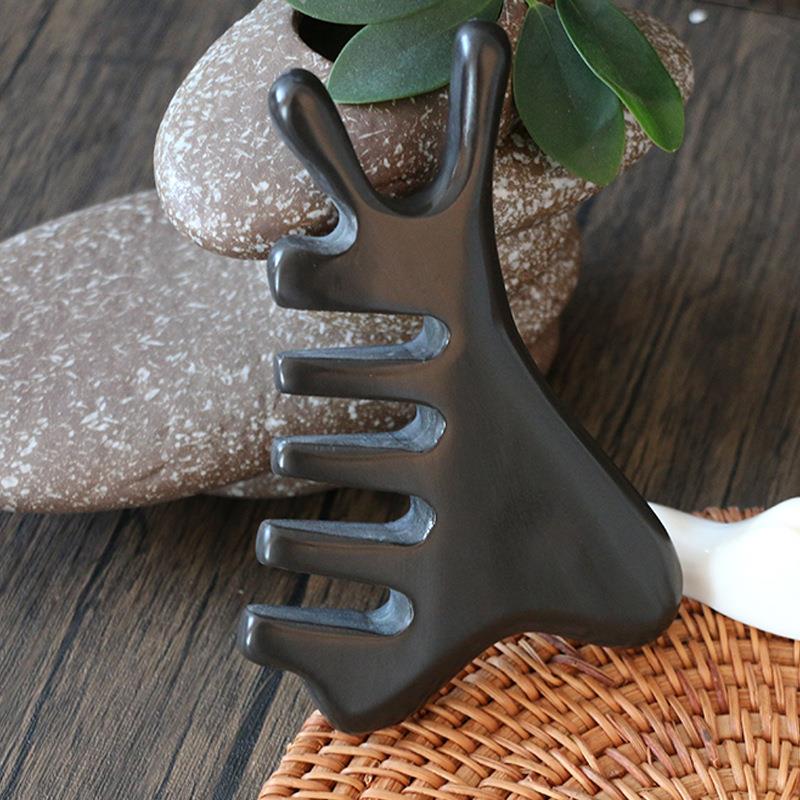 新款直销正宗泗滨砭石梳子头部经络梳按摩梳头部护理刮痧通用疏通