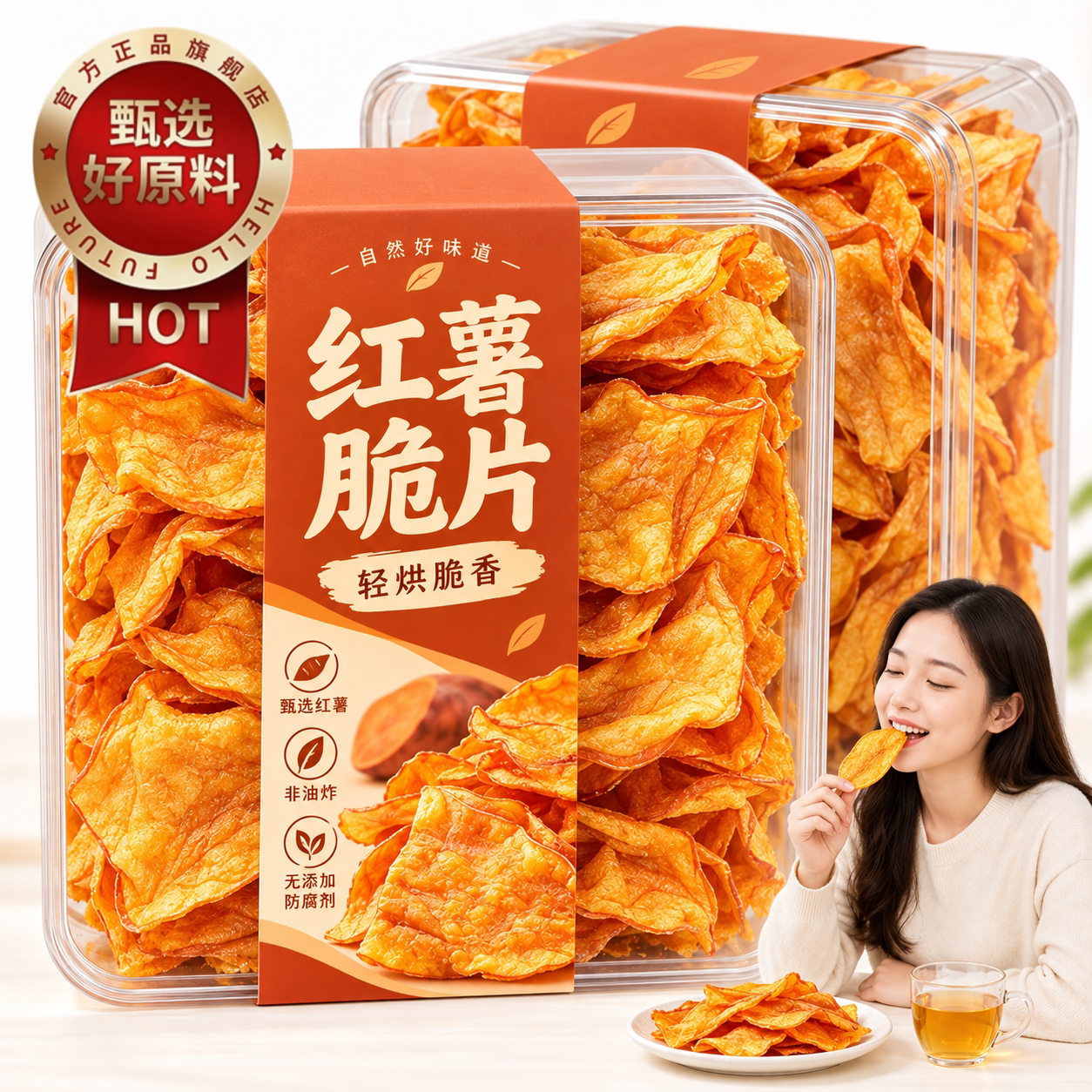 原切香脆红薯片蜂蜜红枣山楂甘梅番薯干健康农家自制零食红薯片