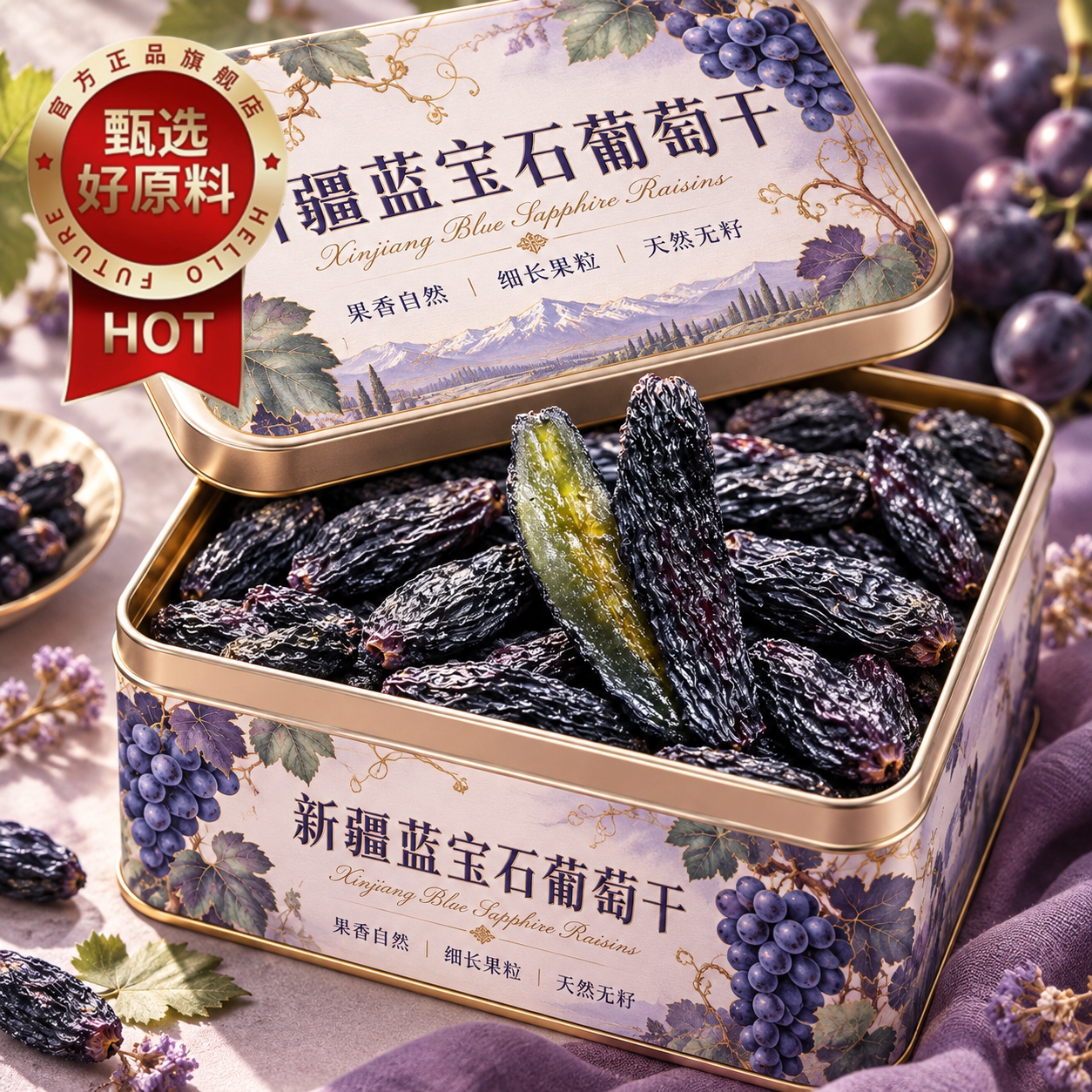 特级新疆蓝宝石葡萄干特产超大吐鲁番特产新货黑香妃提子免洗零食