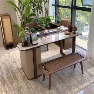 实木茶几迷你休闲家用阳台移动小型茶桌茶台桌 北美黑胡桃木新中式