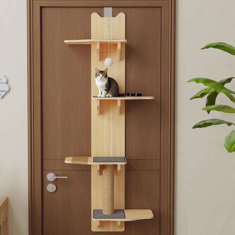 实木门挂式猫爬架大体型猫专用壁挂式多层猫窝猫抓柱一体