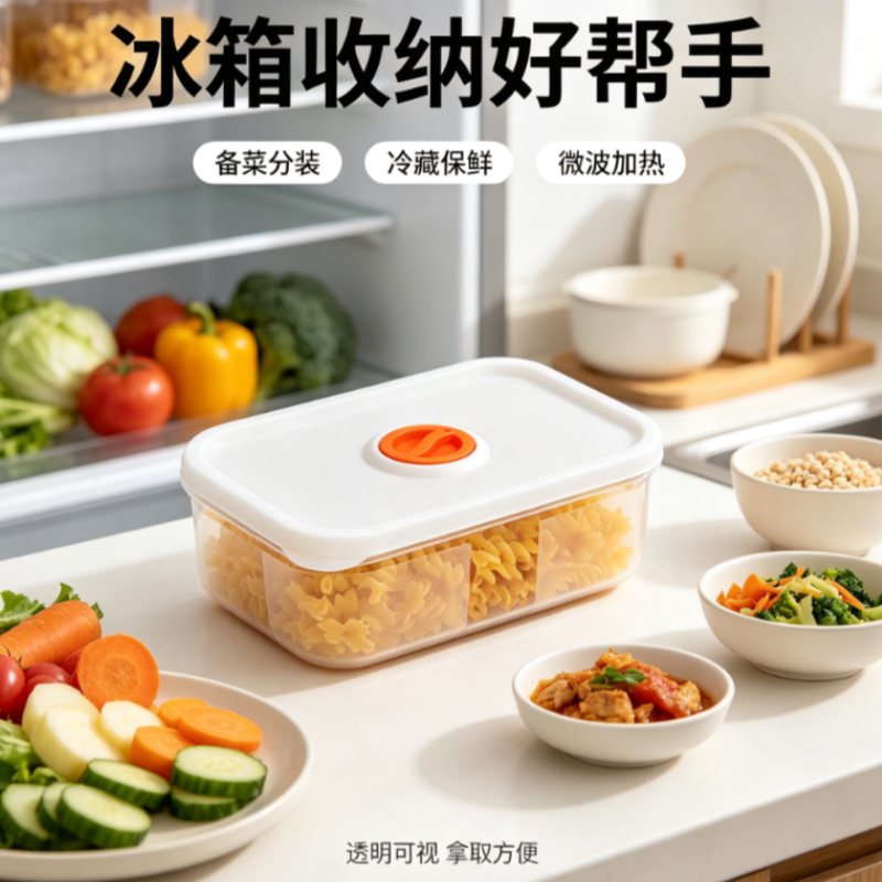 冰箱收纳盒食物保鲜盒微波炉长方形储物盒备菜盒厨房收纳盒