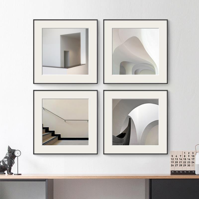 黑白建筑工业风装饰画现代简约艺术卡纸壁画样板间组合照片墙挂画