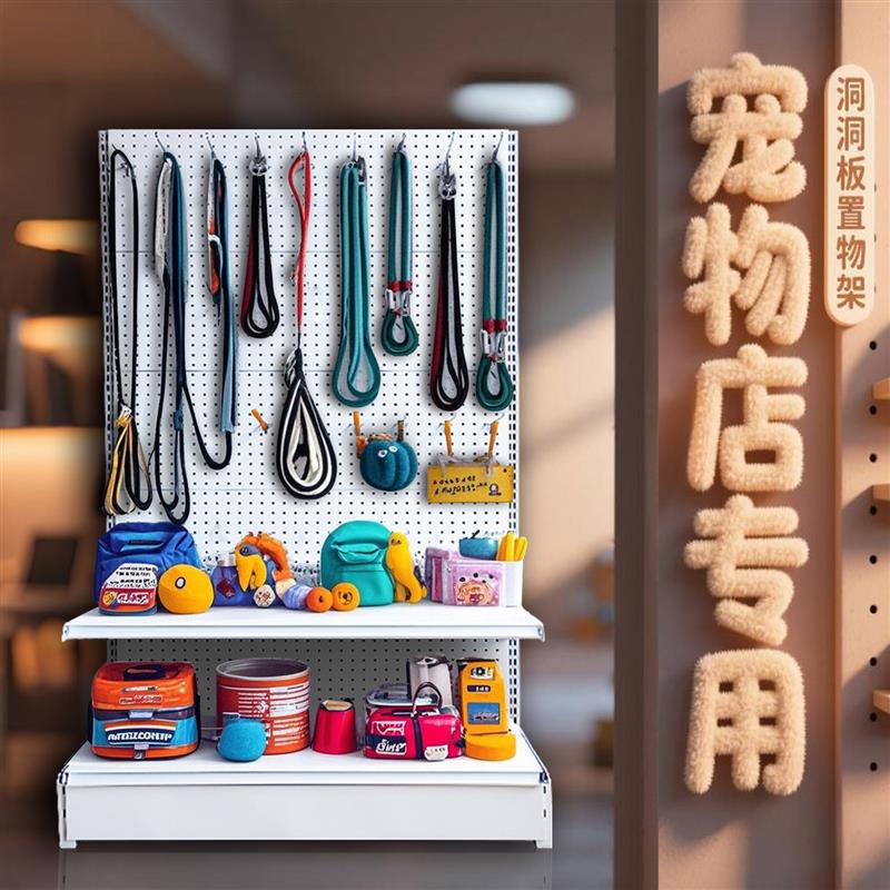 宠物店专用立式洞洞板置物架落地货架超市饰品宠物用品挂钩展示架