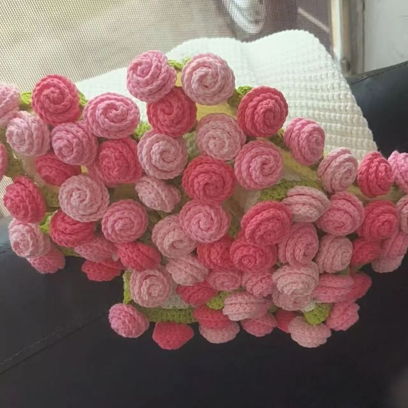 抹茶玫瑰花束毯子手工diy