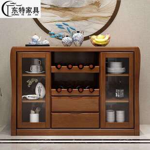 新中式实木餐边柜酒柜一体小户型餐厅茶水柜简约储物柜酒水收纳柜