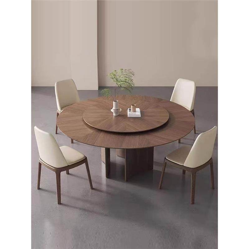 复古风实木圆餐桌椅组合小户型家用带转盘饭桌中古风胡桃木饭桌椅,3C数码配件,USB灯,淘宝优惠券,粉丝福利购,淘宝优惠卷