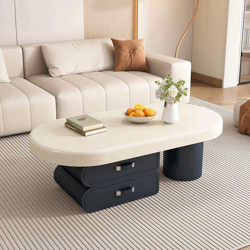 网红奶油意式新款茶几小户型简约小区套房现代带柜客厅椭圆形高级,3C数码配件,USB灯,淘宝优惠券,粉丝福利购,淘宝优惠卷