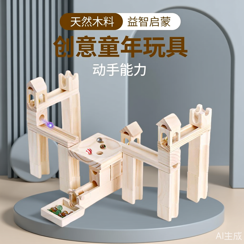 木质拼装模型高难度滚珠轨道积木玩具成人益智机械手工生日礼物男,玩具/童车/益智/积木/模型,木质积木,淘宝优惠券,粉丝福利购,淘宝优惠卷
