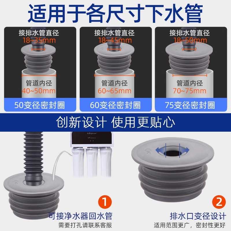 新款直销厨房洗菜盆下水道防臭密封塞卫生间洗衣机封口盖硅胶5075