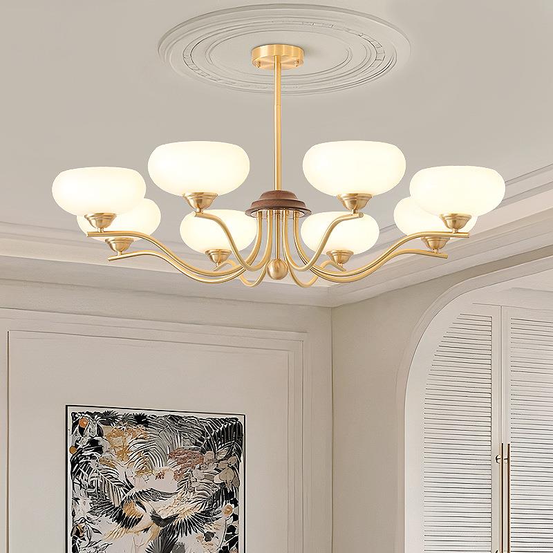 直销新款新款法式中古包豪斯豪华客厅吊灯餐厅灯白蜡木复古主卧房