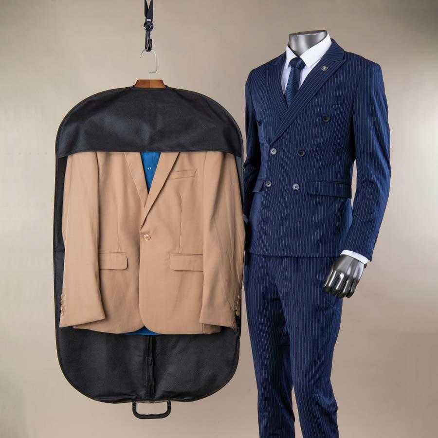 直销新款黑色定制西装套无纺布透明西装袋拉链防尘袋西服手提袋存