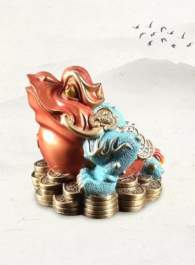 直销新款彩绘如意金蟾摆件黄铜招财金蟾公司办公室店铺工艺品摆件
