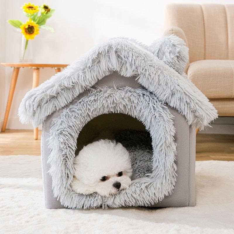 直销新款冬季猫窝宠物房子窝全封闭保暖猫别墅窝可拆洗狗窝可折叠