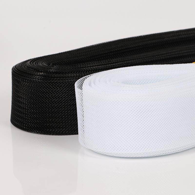 直销新款婚纱鱼骨裙撑黑白色加硬弹力网服装辅料鱼骨网纱织带定型