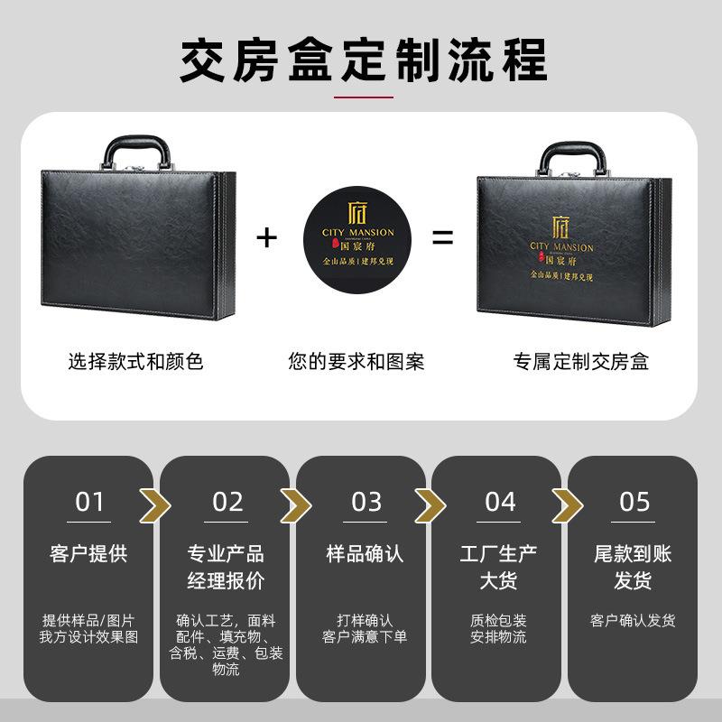 直销新款现货交房盒皮盒pu皮质交付钥匙盒包装盒礼品盒保单盒交房