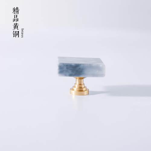 直销新款北欧天然大理石黄铜纯铜铜把手衣柜门抽屉拉手橱柜门现代