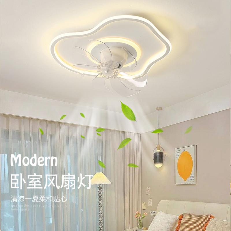 直销新款卧室房间吸顶电风扇灯2025年新款超薄一体云朵儿童房摇头