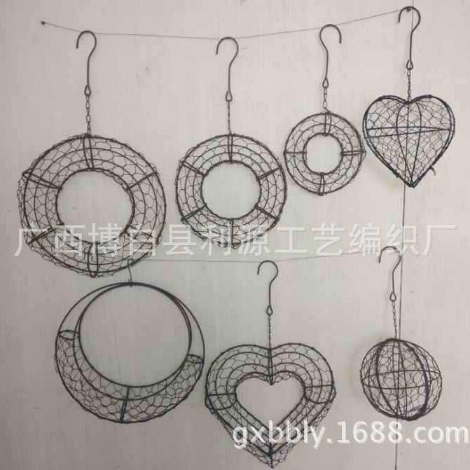 直销新款供应多肉悬挂圆环多肉铁艺花环挂钩多肉花盆圣涎花环多肉