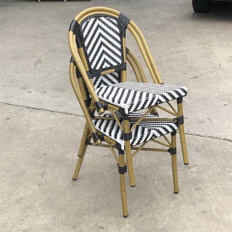 直销新款户外桌椅组合阳台仿竹节藤编椅法式咖啡厅外摆藤椅室外露