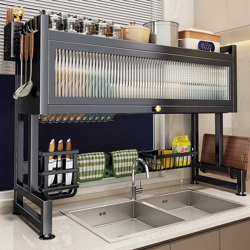 直销新款5YA1厨房水槽置物架洗碗槽水池防尘碗柜台面收纳餐具多功