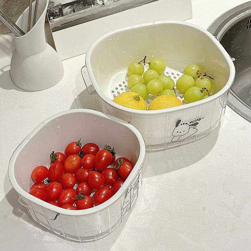 新款直销双层沥水篮洗菜盆淘菜盆水果盘洗水果塑料篮子家用厨房洗,家装主材,沥水篮,淘宝优惠券,粉丝福利购,淘宝优惠卷