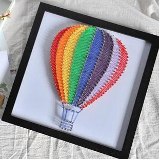 新款直销热气球绕线画钉子画弦丝画纱线画材料包制作 团建亲子活