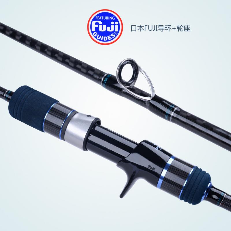 直销新款慢摇铁板竿1.9M海钓船竿直柄枪柄实心高碳竿FUJI轮座导环