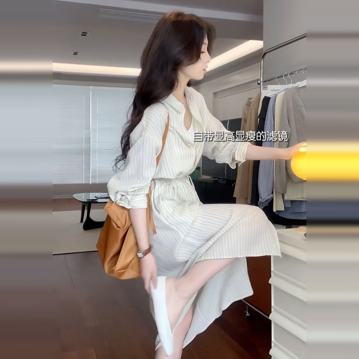 早秋长袖衬衫连衣裙女装