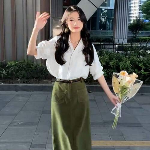 韩系气质高级感白色衬衫
