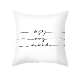 直销新款2025跨境新品桃皮绒抱枕套 黑白字母印花沙发靠枕套办公