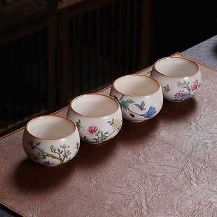 汝窑主人杯陶瓷茶杯手工手绘山水开片可养品茗杯家用单杯 直销新款