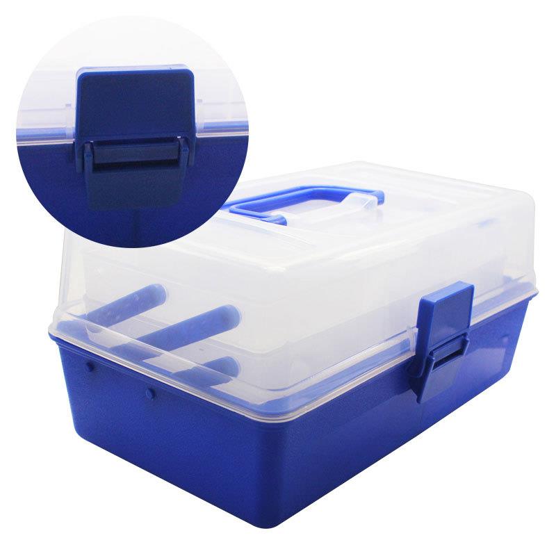 直销新款I款路亚盒钓箱 多用带插片多层饵盒收纳箱钓鱼蓝色配件盒