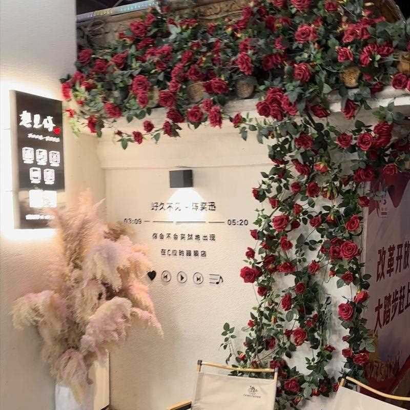 新款直销仿真花玫瑰网红瀑布花墙店铺门头橱窗装饰暖燃气空调下水