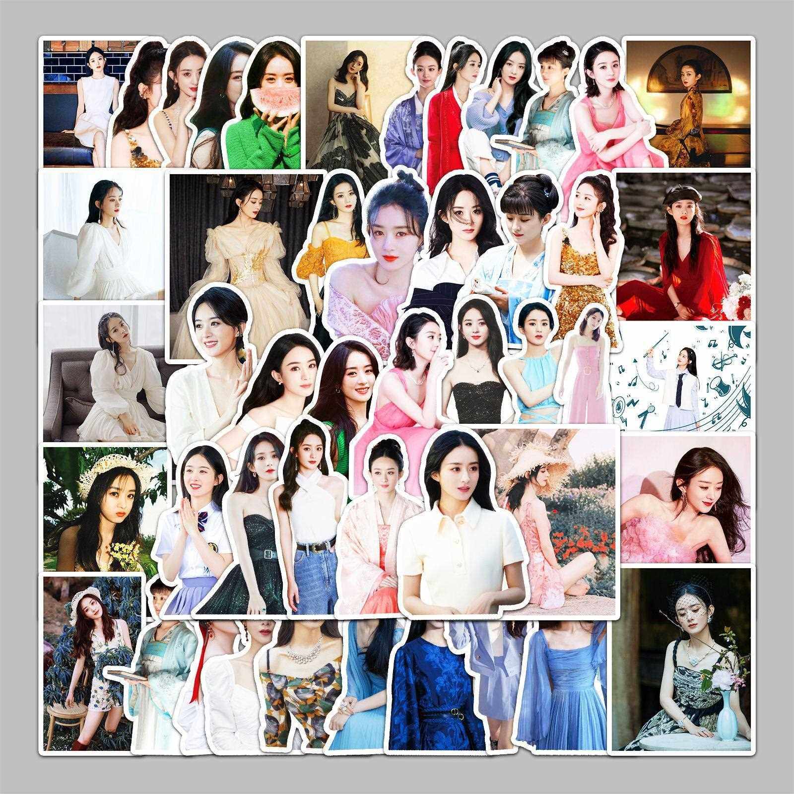 直销新款50张赵丽颖明星行李箱贴纸创意涂鸦 贴纸滑板车电脑平板