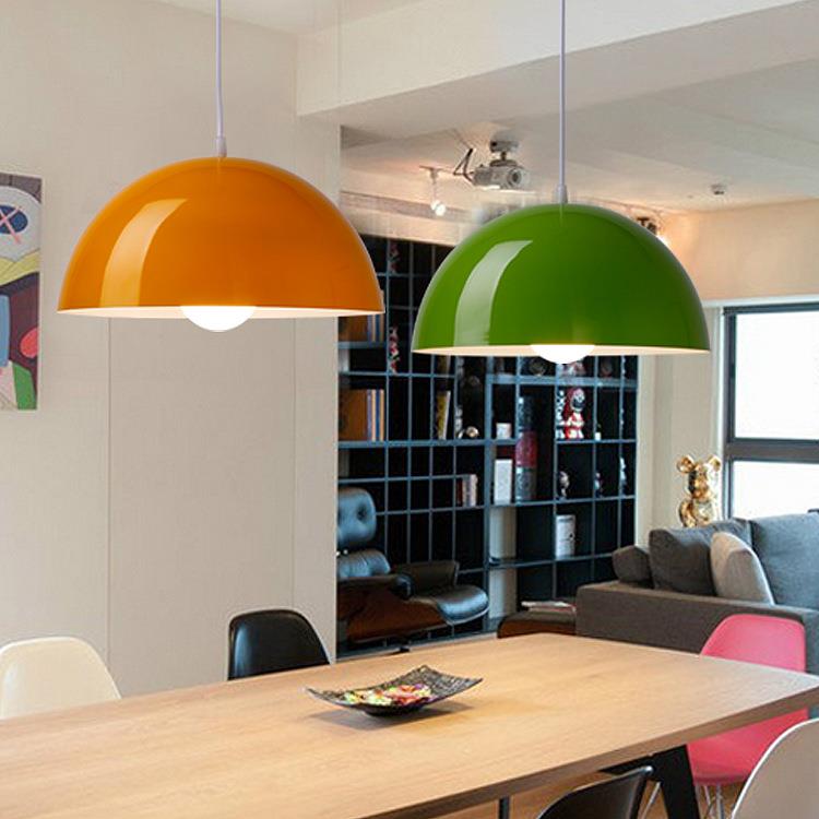直销新款现代简约大半圆铝材吊灯创意彩色单头LED餐厅办公室装饰