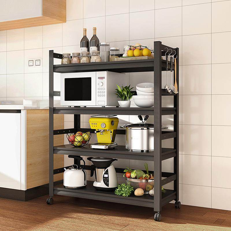 直销新款黑色带轮子厨房置物架烤箱微波炉落地多层收纳架客厅碳钢,厨房/烹饪用具,抹布架/厨房清洁收纳架,淘宝优惠券,粉丝福利购,淘宝优惠卷