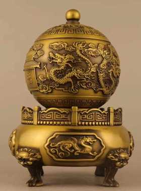 直销新款双龙戏珠鼎纯铜摆件家居客厅办公室桌面工艺装饰品礼品四