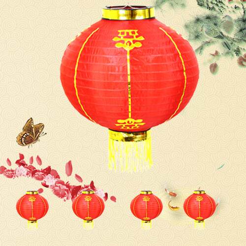 新款直销供应户外日韩式灯笼圆绸布折叠拉丝灯笼新年灯笼春节大红