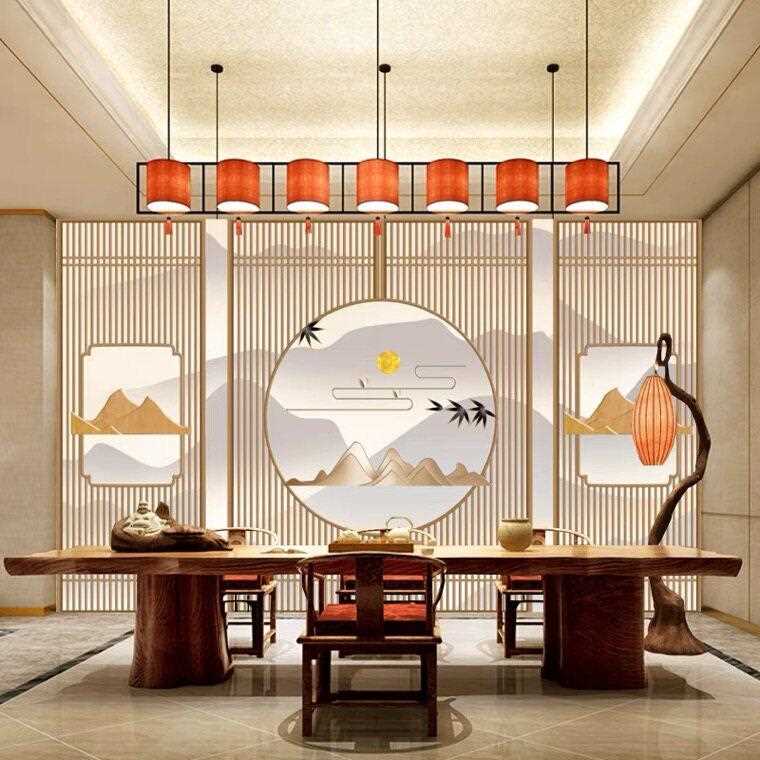 新款直销8D新中式古风墙纸美容院头疗养生馆壁画客厅沙发茶室电视