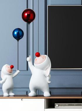 直销新款软装气球兔子摆件客厅电视柜ins玄关摆设创意轻奢树脂家