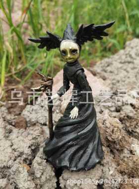 直销新款跨境怪异的艺术娃娃森林幻想雕塑噩梦女巫树脂工艺品万圣