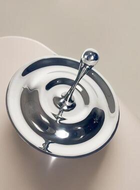 直销新款现代创意水滴形手提托盘果盘镜面不锈钢桌面茶几售楼处装