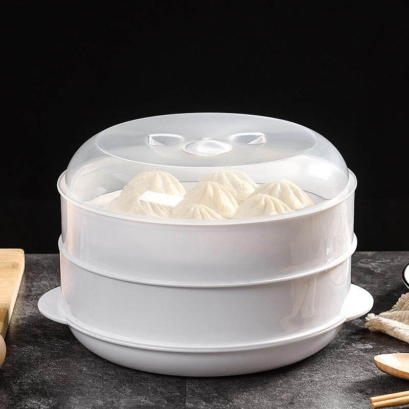 微波炉蒸笼办公室饭菜馒头加热带盖蒸盒塑料蒸锅器皿现货供应