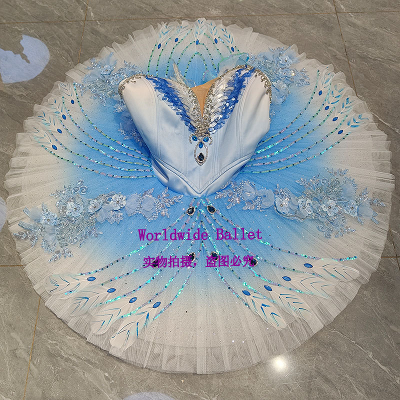蓝鸟变奏芭蕾舞裙演出tutu大人儿童专业定制兔兔裙蓝色比赛表演服