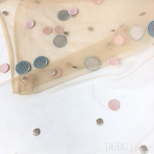 网纱绣花裙子装 新款 饰面料杏色肉色裸色彩色大小圆点水溶蕾丝布料
