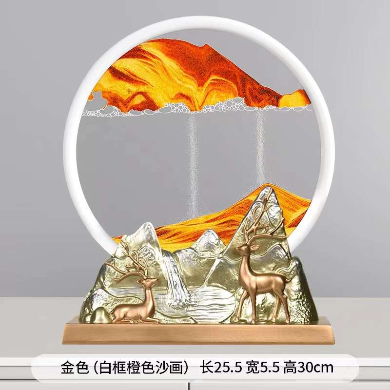 现代桌面创意3D沙漏流沙画摆件玄关书房客厅办公室店铺茶室装饰品图片