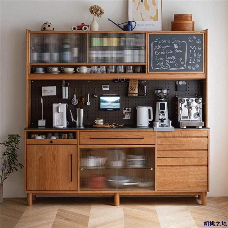 北欧实木餐边柜日式小户型收纳储物柜家用厨房靠墙一体上下柜橱柜